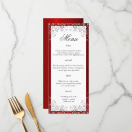 Elegante Ruby Red Quatro Cursos Menu Casamento