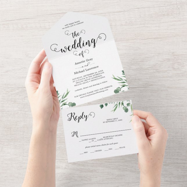 Elegante Russo Eucalyptus Deixa Casamento Verde (Tearaway)