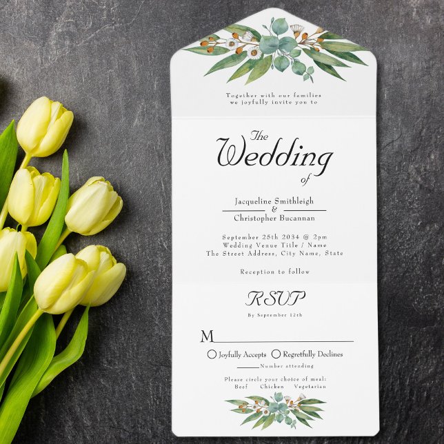 Elegante Russo Eucalyptus Deixa Casamento Verde (Criador carregado)