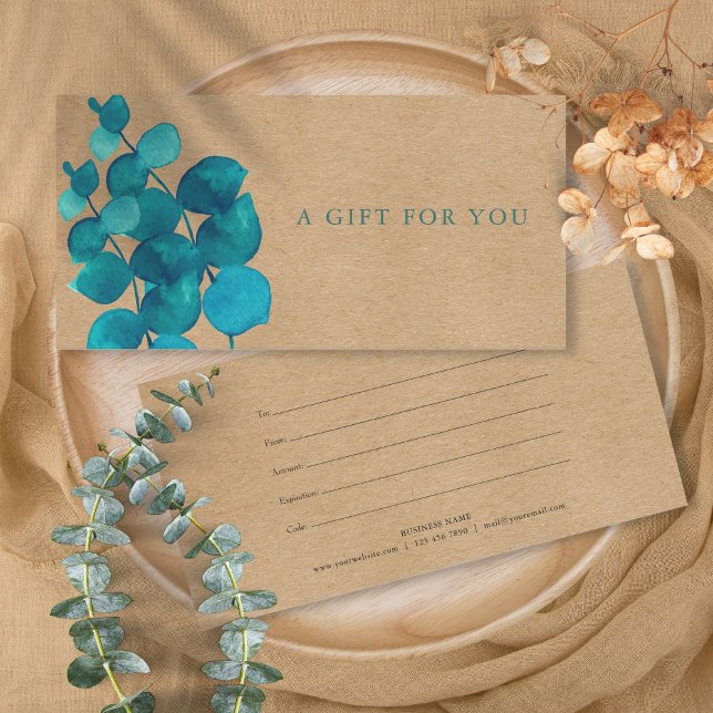 Elegante Rustic Eucalyptus Deixa Certificado De Pr (Elegant Rustic Eucalyptus Leaves Gift Certificate)