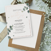 Elegante Rustic Eucalyptus Script Wedding Rosa