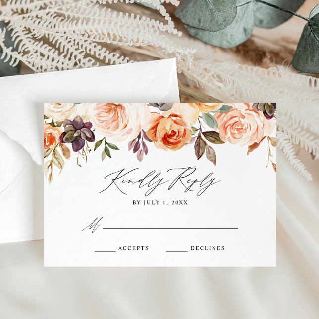 Elegante Rustic Fall Floral Weding RSVP (Criador carregado)