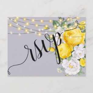 Elegante Rustic ilumina Yellow Flo RSVP Convite