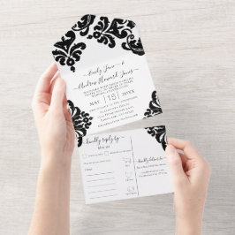 Elegante Rustic Simple Floral Damask Design