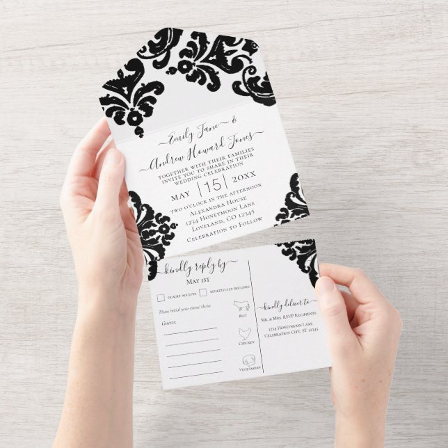 Elegante Rustic Simple Floral Damask Design (Aba destacável)
