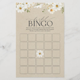Elegante Rustic Watercolor Daisy Bridal Bingo