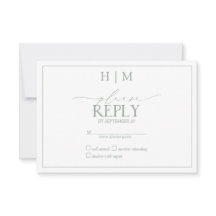 Elegante Sage Green Calliografia Monograma RSVP