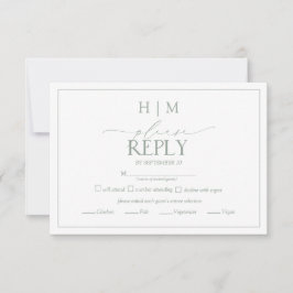 Elegante Sage Green Calliografia Monograma RSVP