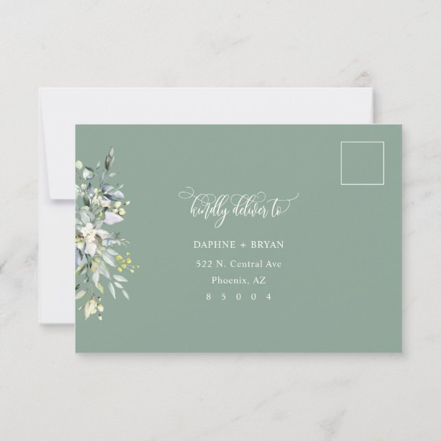 Elegante Sage Green deixa o endereço de resposta p (Verso)