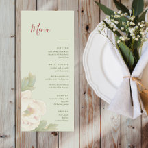 Elegante Sage Green e Blush Floral Weding Menu