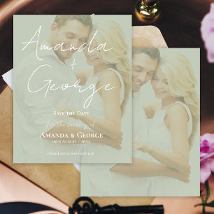 Elegante Sage Green Faux Vellum Foto para salvar a