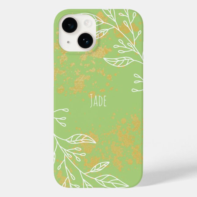 Elegante Sage Green Floral Dourado (Verso)