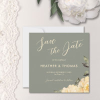 Elegante Sage Green Floral Salve O Convite De Data