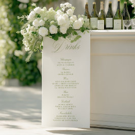 Elegante Sage Green Wedding Drinks Bar Banner