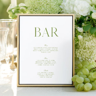 Elegante Sage Green & White - Sinal de Bar de Casa