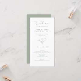 Elegante Sage Greenery Boho Floral Weding Program