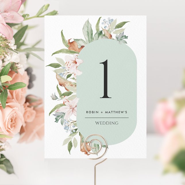 Elegante Sage, Terthy Blooms Table Number (Criador carregado)