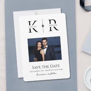 Elegante Save the Date de Casamento com Monograma