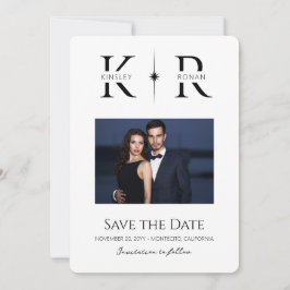 Elegante Save the Date de Casamento com Monograma 