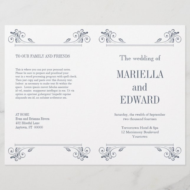 Elegante Sconce Wedding Program (Frente)