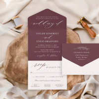 Elegante Script de Caligrafia Borgonha Casamento