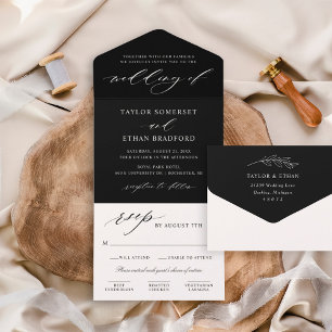 Elegante Script de Caligrafia Preta para Casamento