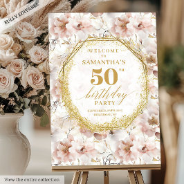 Elegante Script Dusty Pink Birthday Poster de Boas