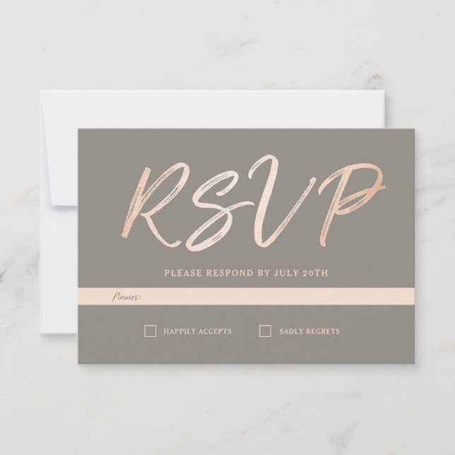 Elegante Script Faux Foil RSVP (Frente)