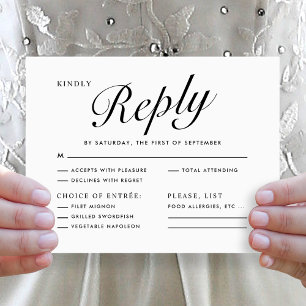 Elegante Script Moderno Preto e Branco Menu Escolh