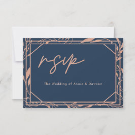 Elegante Script Rosa Ouro Casamento RSVP