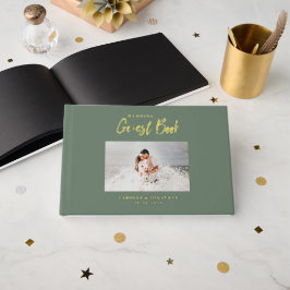 Elegante Script Wedding Photo Sage