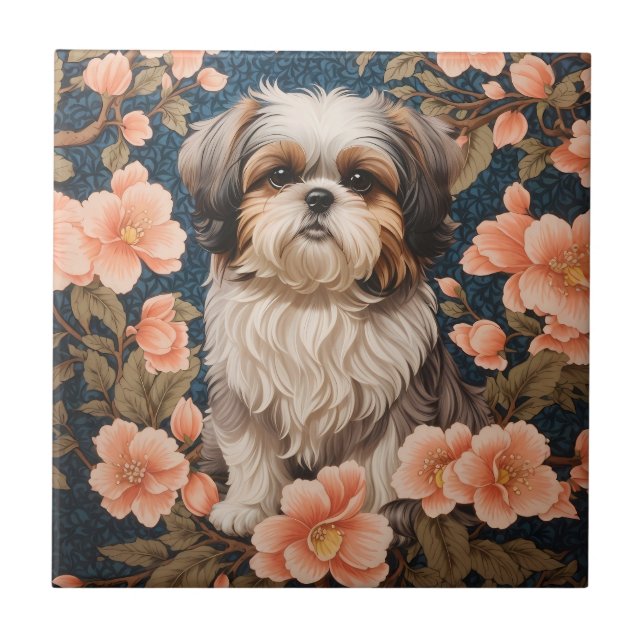 Elegante Shih Tzu Dog William Morris Inspirou (Frente)