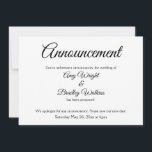 Elegante, Simples Anúncio de Casamento Adiado<br><div class="desc">Aqui está um cartão simples e elegante para notificar seus convidados caso seja necessário alterar a data do seu casamento. Use os campos do modelo para adicionar seus detalhes pessoais e tornar este design moderno e único. O fundo branco pode ser alterado para qualquer cor que você preferir. Todas as...</div>