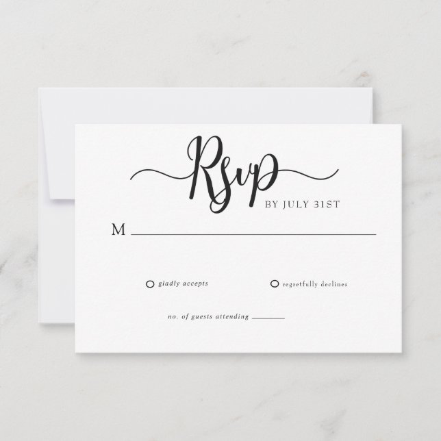 Elegante Simples Casamento RSVP Script (Frente)