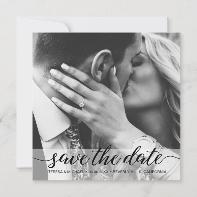 Elegante Simples Foto Save the Date Casamento (Frente)
