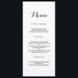 Elegante Simples | Menu Casamento Moderno<br><div class="desc">Um cardápio de casamento simples, mas elegante, que disponibiliza os cursos, entradas e sobremesas aos convidados. Este design apresenta uma fonte de script elegante para o título e uma fonte simples e clara sans-serif para o texto do corpo. As cores mostradas são uma sutil cinza escura. Essas fontes, juntamente com...</div>