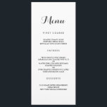Elegante Simples | Menu Casamento Moderno<br><div class="desc">Um cardápio de casamento simples, mas elegante, que disponibiliza os cursos, entradas e sobremesas aos convidados. Este design apresenta uma fonte de script elegante para o título e uma fonte simples e clara sans-serif para o texto do corpo. As cores mostradas são uma sutil cinza escura. Essas fontes, juntamente com...</div>