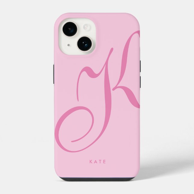 Elegante Simples Rosa Nome em Letra (Verso)