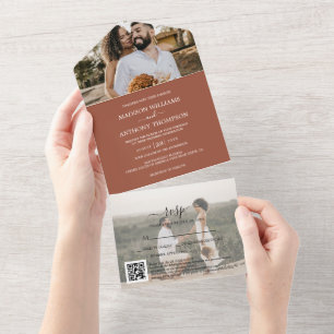 Elegante Simples Terracota 2 Código Qr de Foto Cas