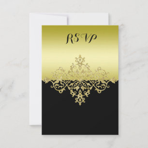 Elegante, sofisticado RSVP de casamento em ouro e