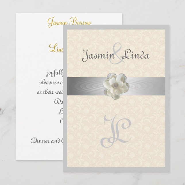 Elegante, Sparkle, Faux Ribbon, Convite De Casamen (Frente/Verso)