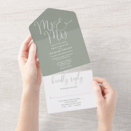 Elegante Sr. e Sra. Script Sage Green Casamento