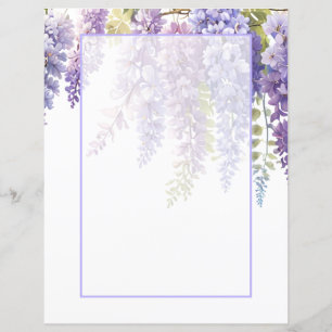 Elegante suave wisteria floral em aquarela roxa