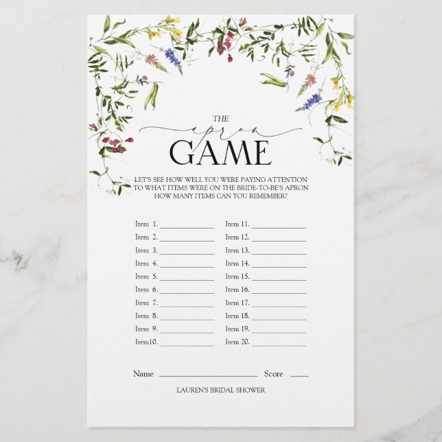 Elegante Summer Wildflower Game (Frente)