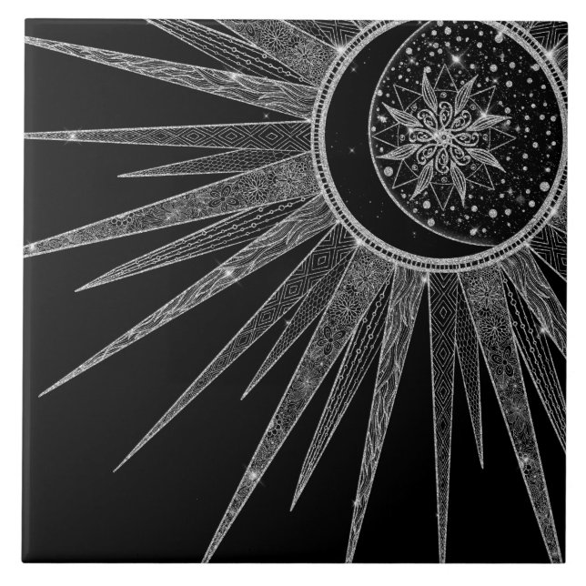 Elegante Sun Moon Mandala Black Design (Frente)