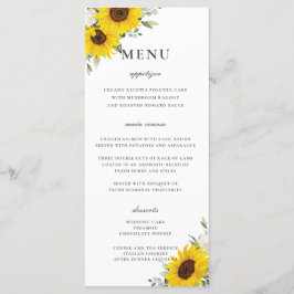 Elegante Sunflower Floral Greenery Menu