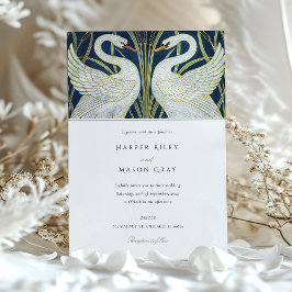 Elegante Swans Convite para Casamento Walter Crane