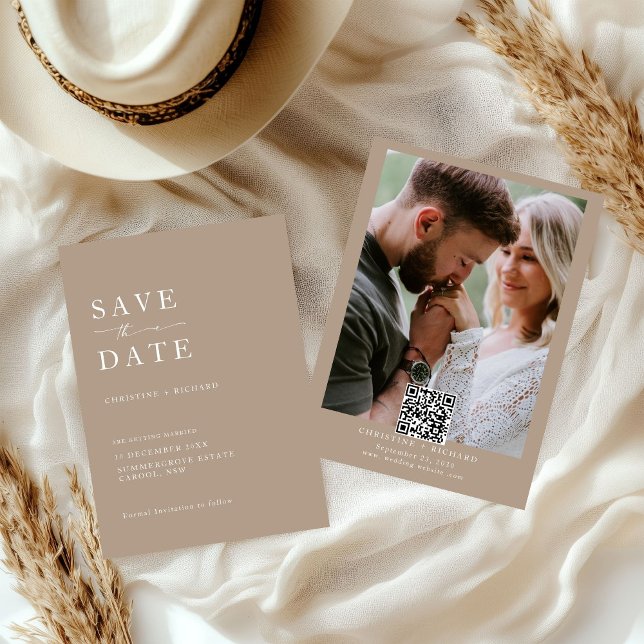 Elegante Taupe Casamento Salve a Data (Criador carregado)