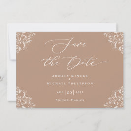 Elegante Taupe Casamento Salve Cartões de Data