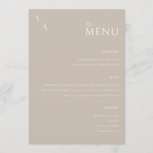 Elegante Taupe Modern Minimalista Menu Casamento